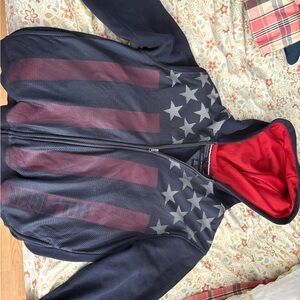 Tommy Hilfiger Stars and Stripes Bomber Jacket - Navy and Red